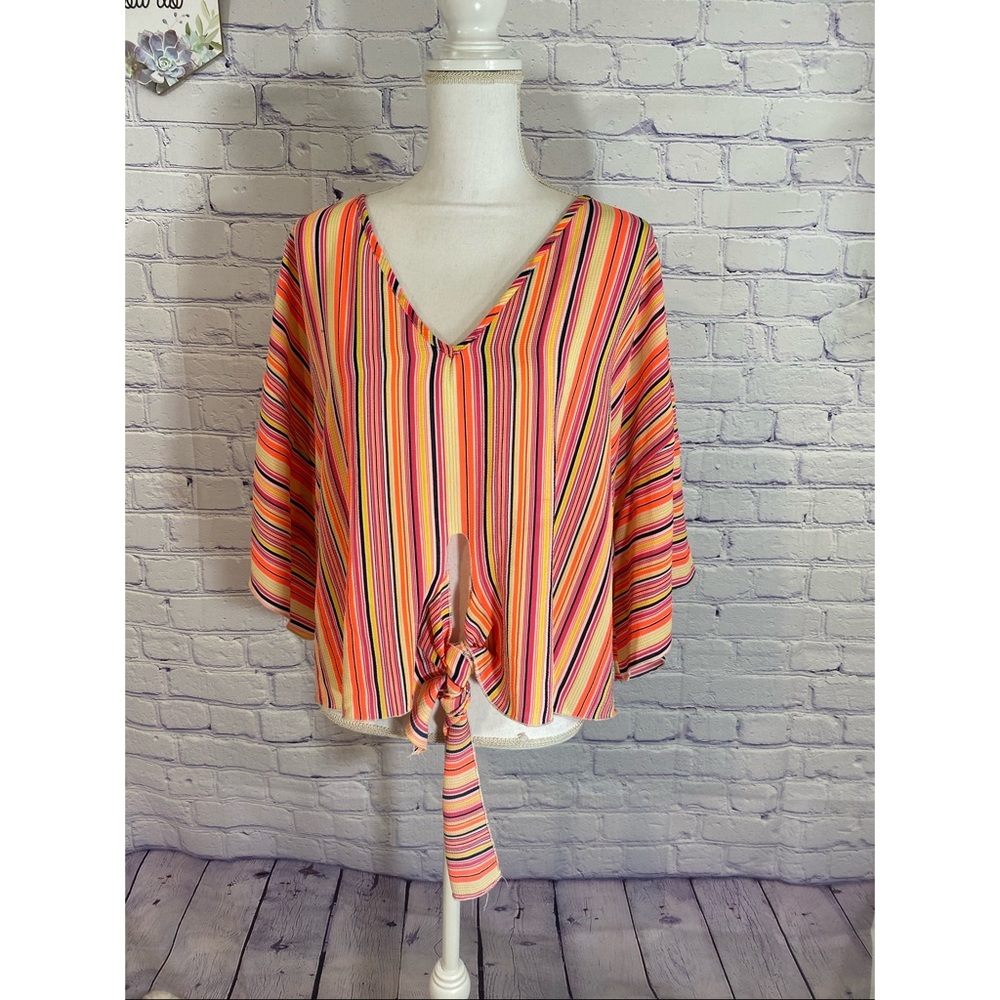 Multi Colored Striped Butterfly Style Shirt